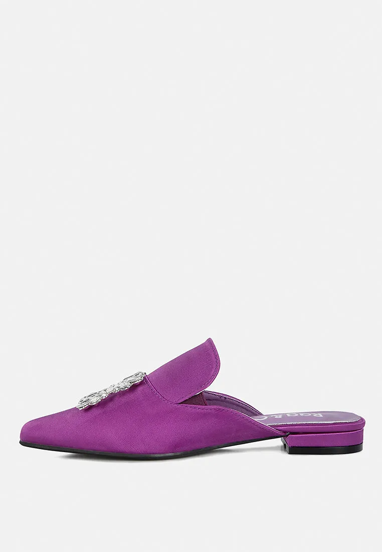 Perrine Diamante Brooch Slip On Mules