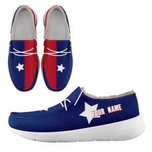 Personalized USA Flag Sneakers, Custom Stars and Stripes Loafer Shoes, Fur Lining Shoe, Pride in Comfort,FN042-24020304-5w