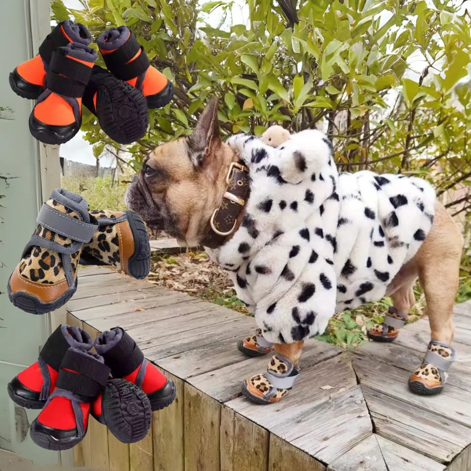 PetStride Durable Frenchie Shoes - Waterproof and Breathable Pet Booties