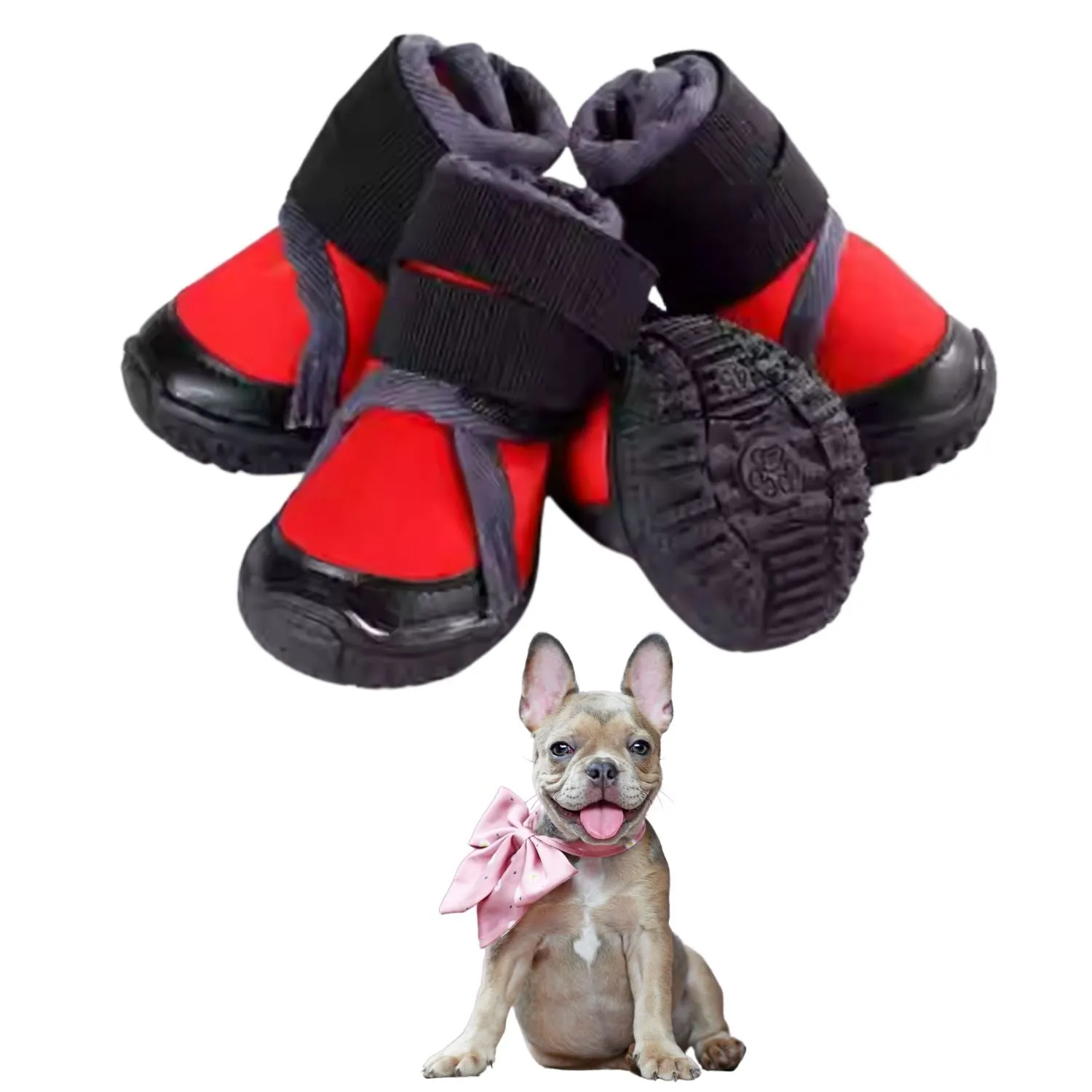 PetStride Durable Frenchie Shoes - Waterproof and Breathable Pet Booties