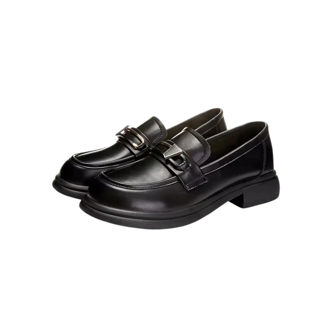 Pre Order:  Casual Shallow Mouth Thick Heel Loafers