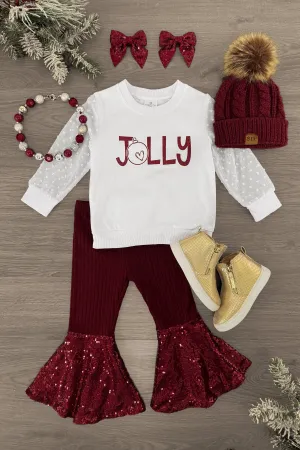 "Jolly" Ribbed Sequin Bell Bottom Set