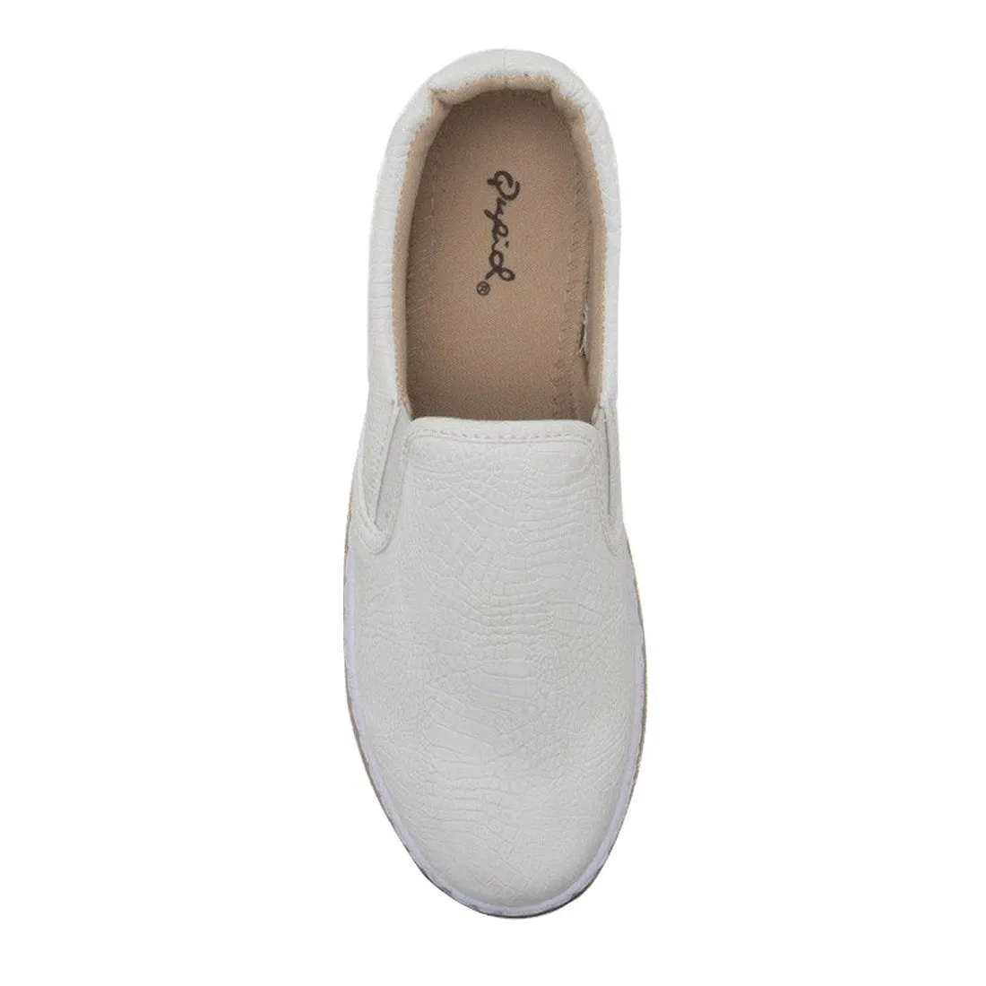 QUPID FI82 Women's Embossed Sporty Slip On Sneakers