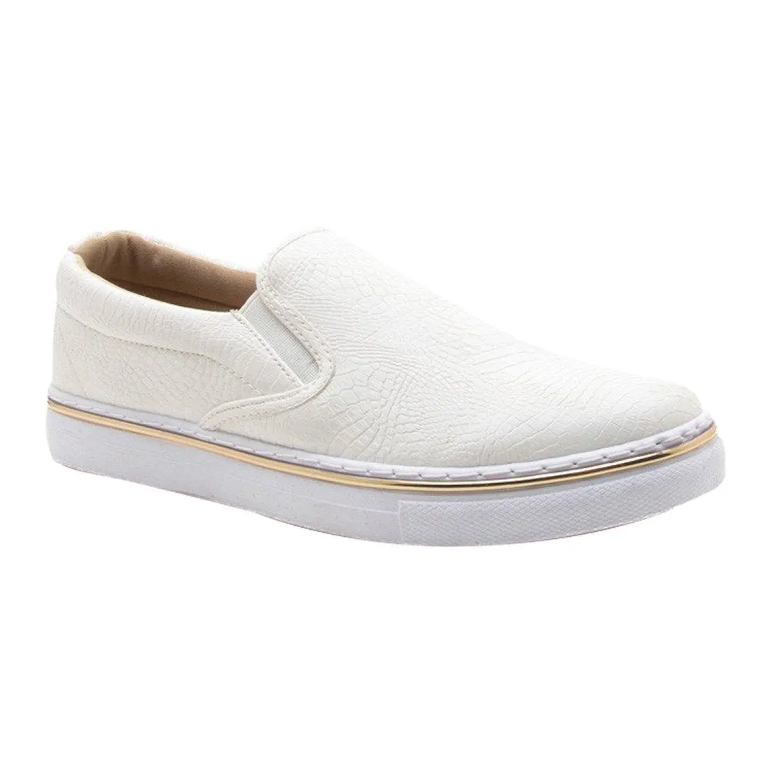 QUPID FI82 Women's Embossed Sporty Slip On Sneakers