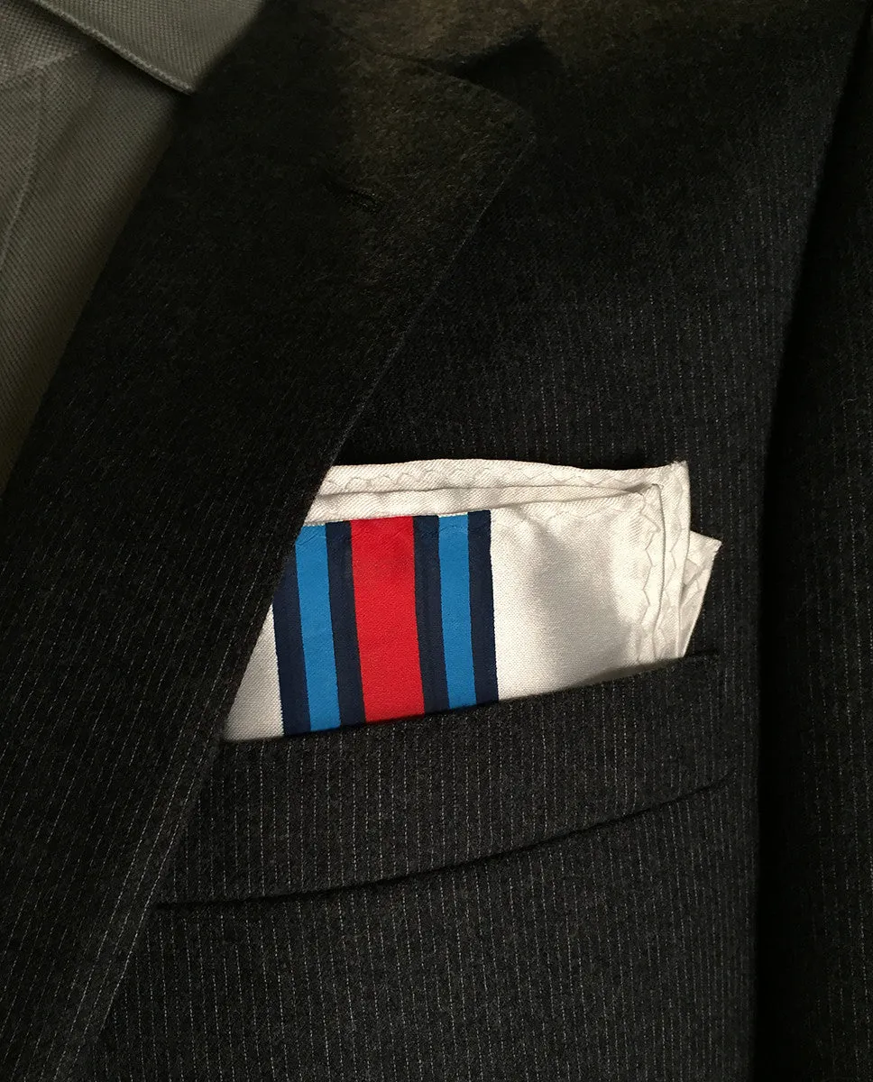 Racing Stripes Pocket Square: Shaken & Stirred handkerchief.