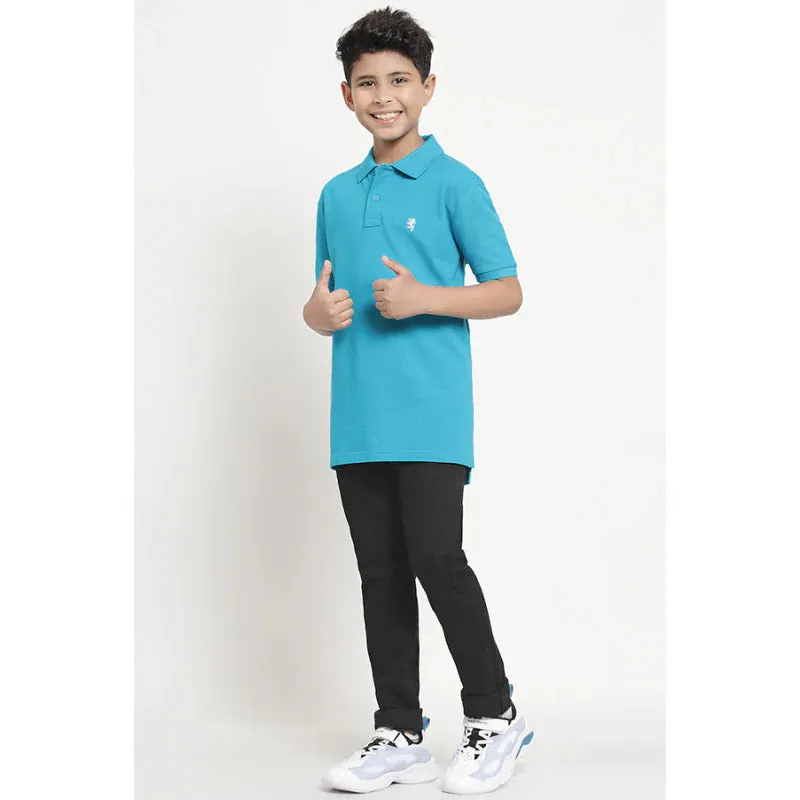 RedTape Boys Blue Solid T-Shirt