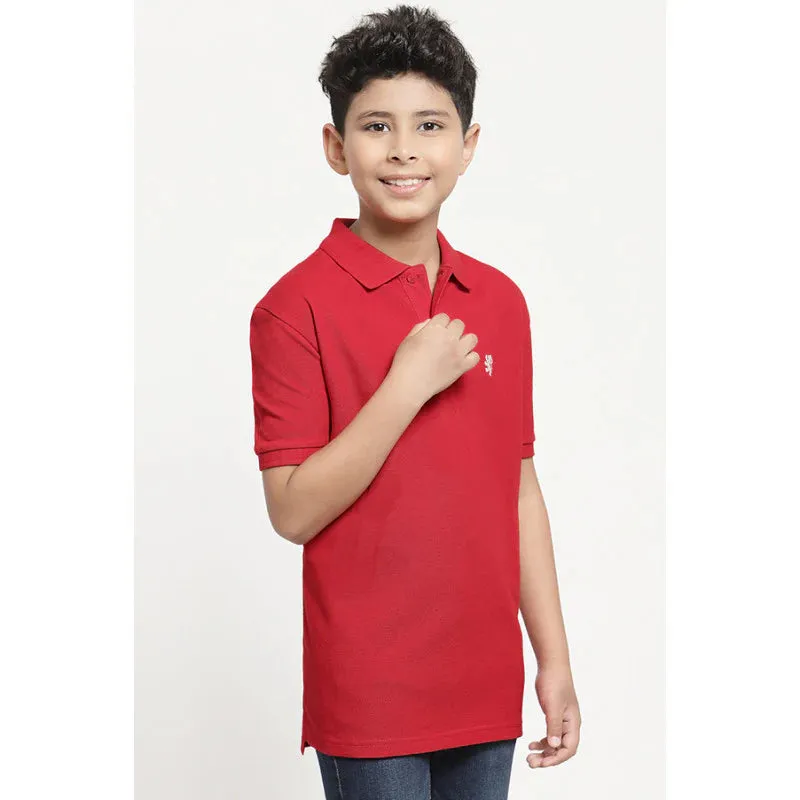 RedTape Boys Red Solid T-Shirt