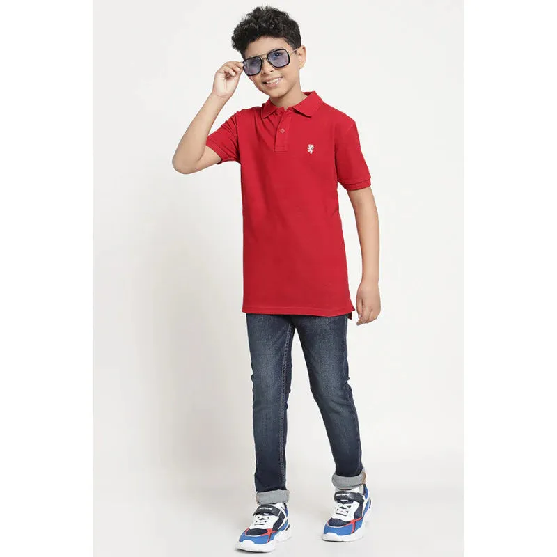 RedTape Boys Red Solid T-Shirt