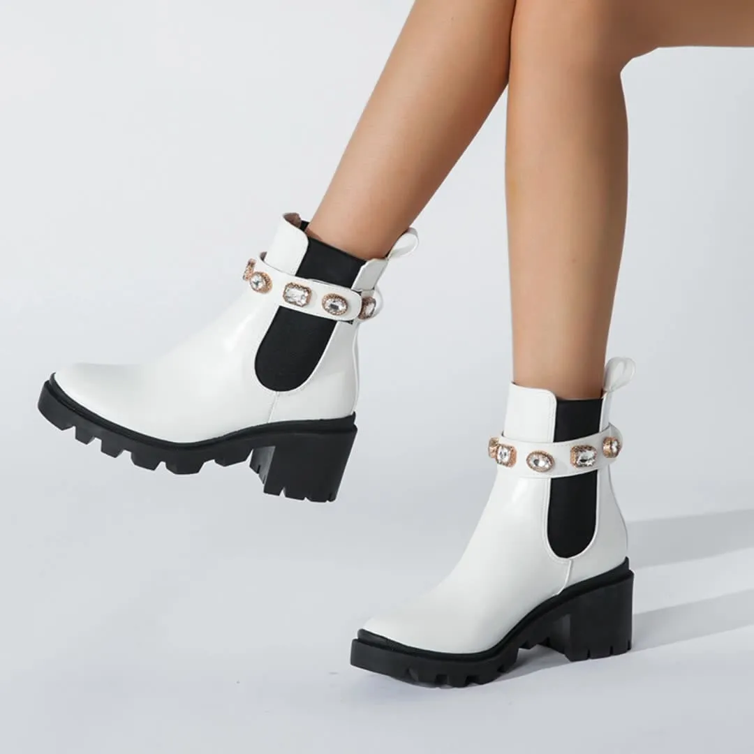 Round Toe Chunky Heel Boots