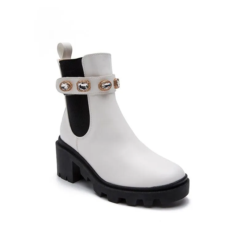 Round Toe Chunky Heel Boots