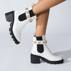 Round Toe Chunky Heel Boots