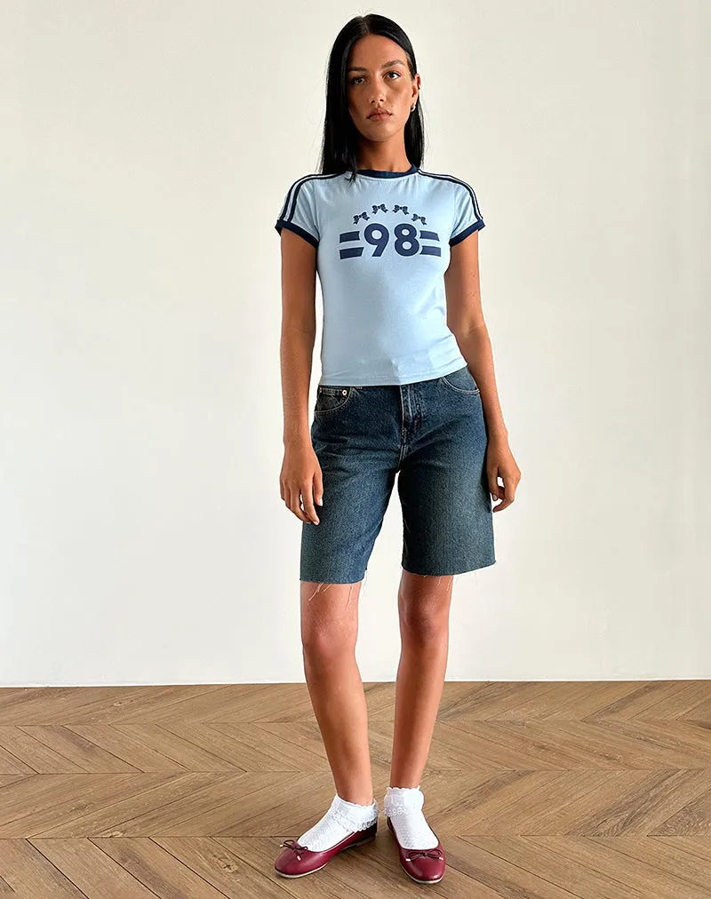 Salda Tee in Nantucket Blue with Navy Binding  and '98' Emb