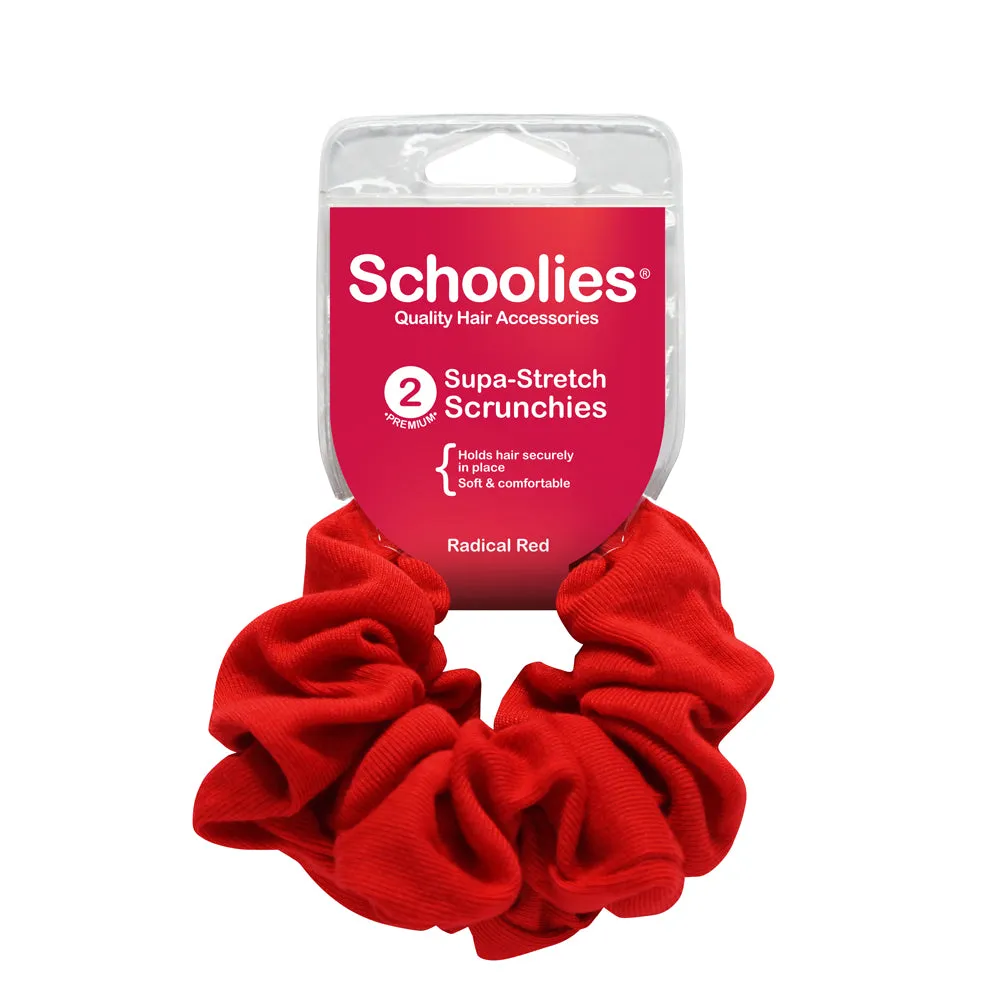 Schoolies Supa-Stretch Scrunchies 2pc - Radical Red