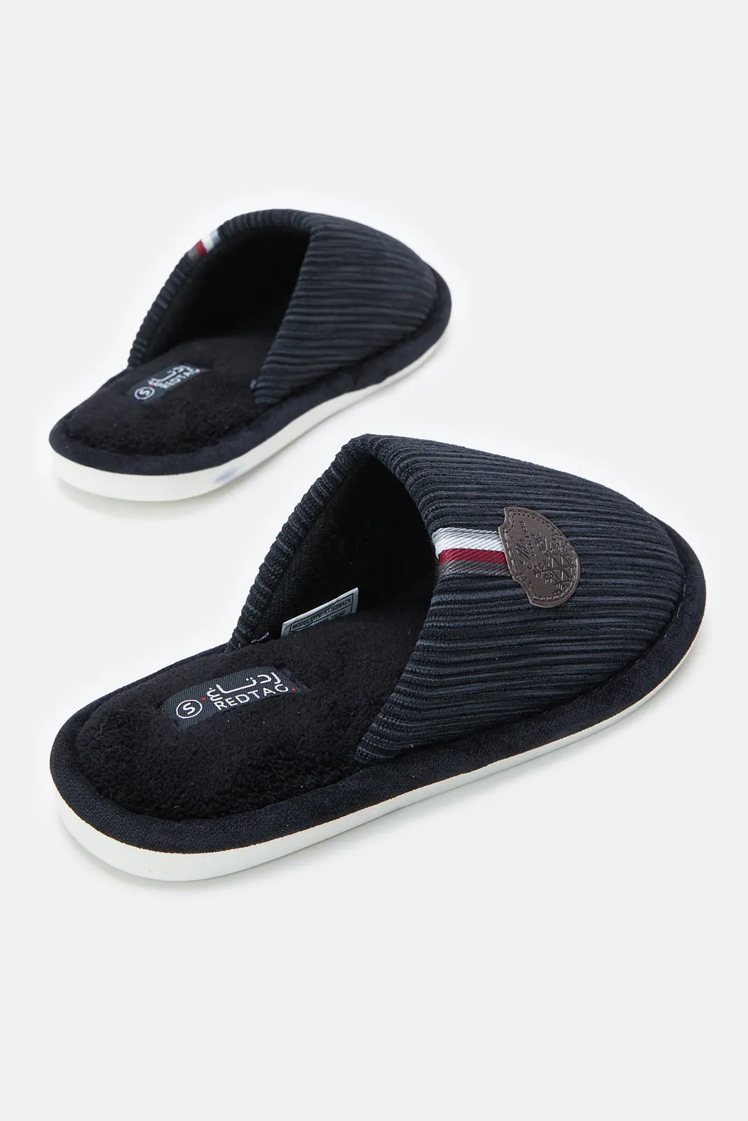 Senior Boys Black Mule Slippers