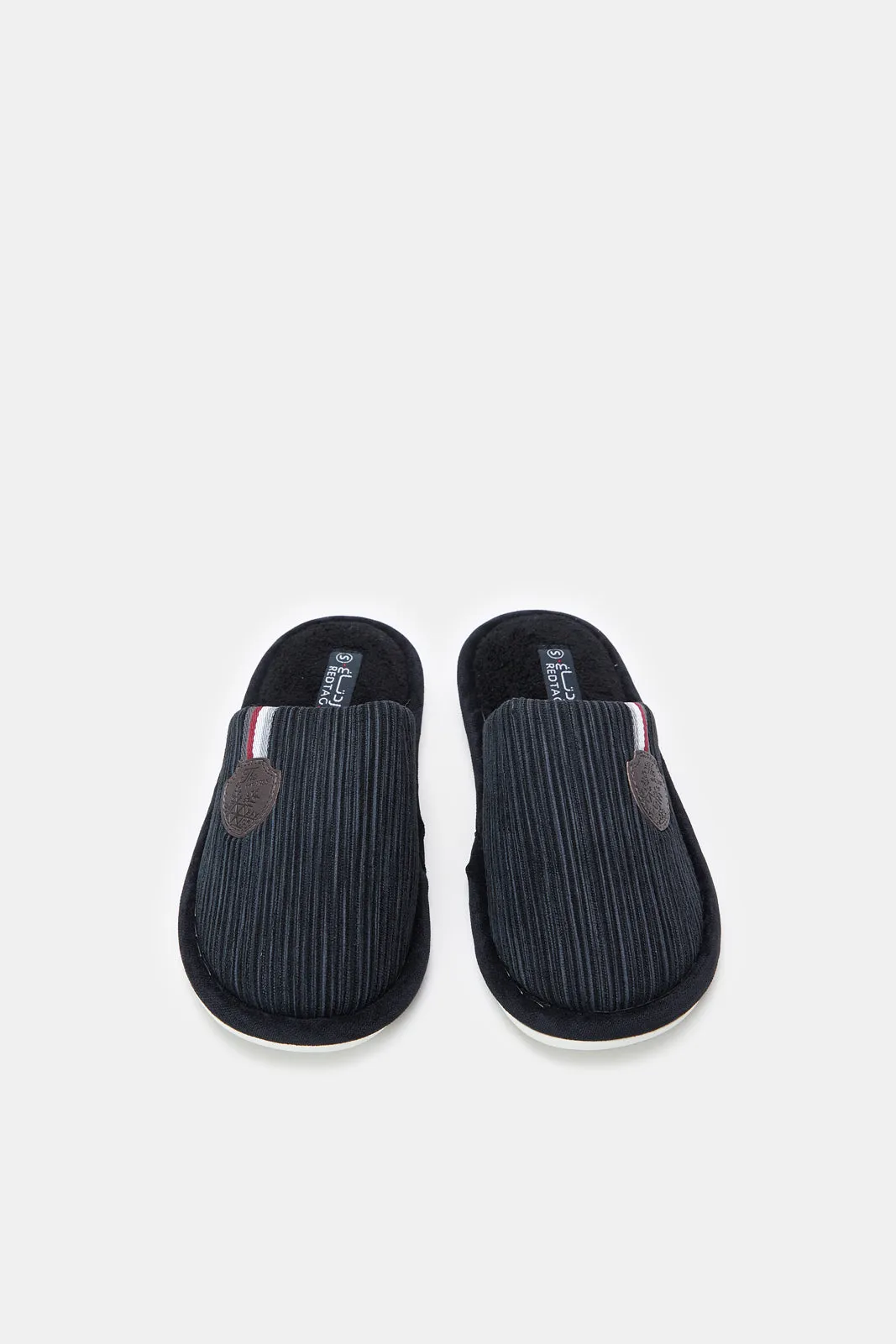 Senior Boys Black Mule Slippers