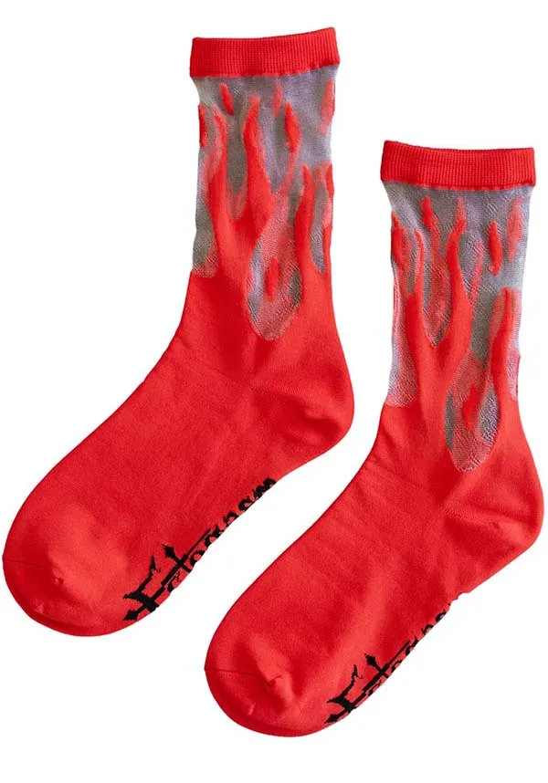 Sheer Flame [Red] | SOCKS