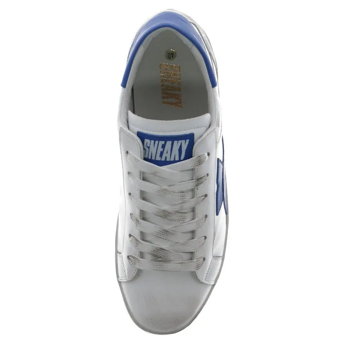 Sleek White & Blue Men's Sneakers