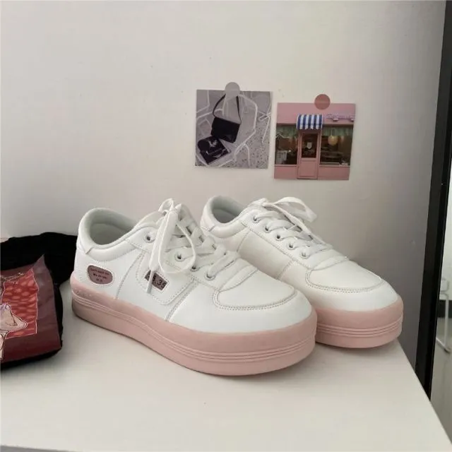 Sneakers Women's Sports Shoes Kawaii Platform Round Head Flats Spring Summer  Female Casual Vulcanized Little White Footwear