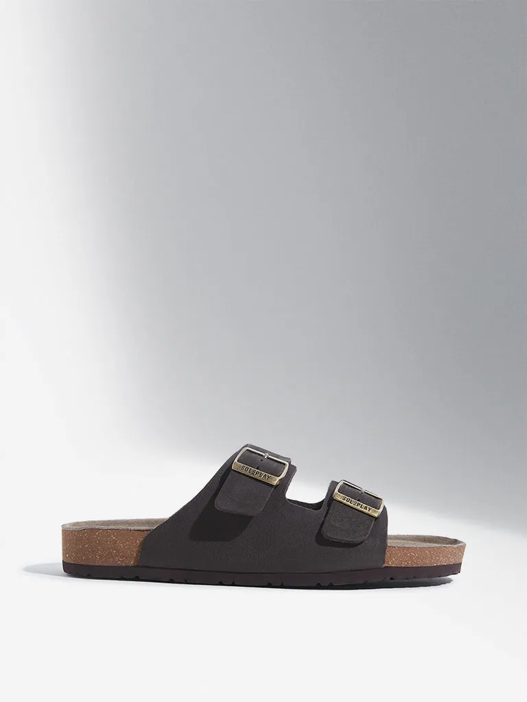 SOLEPLAY Dark Brown Dual-Strap Slip-On Sandals