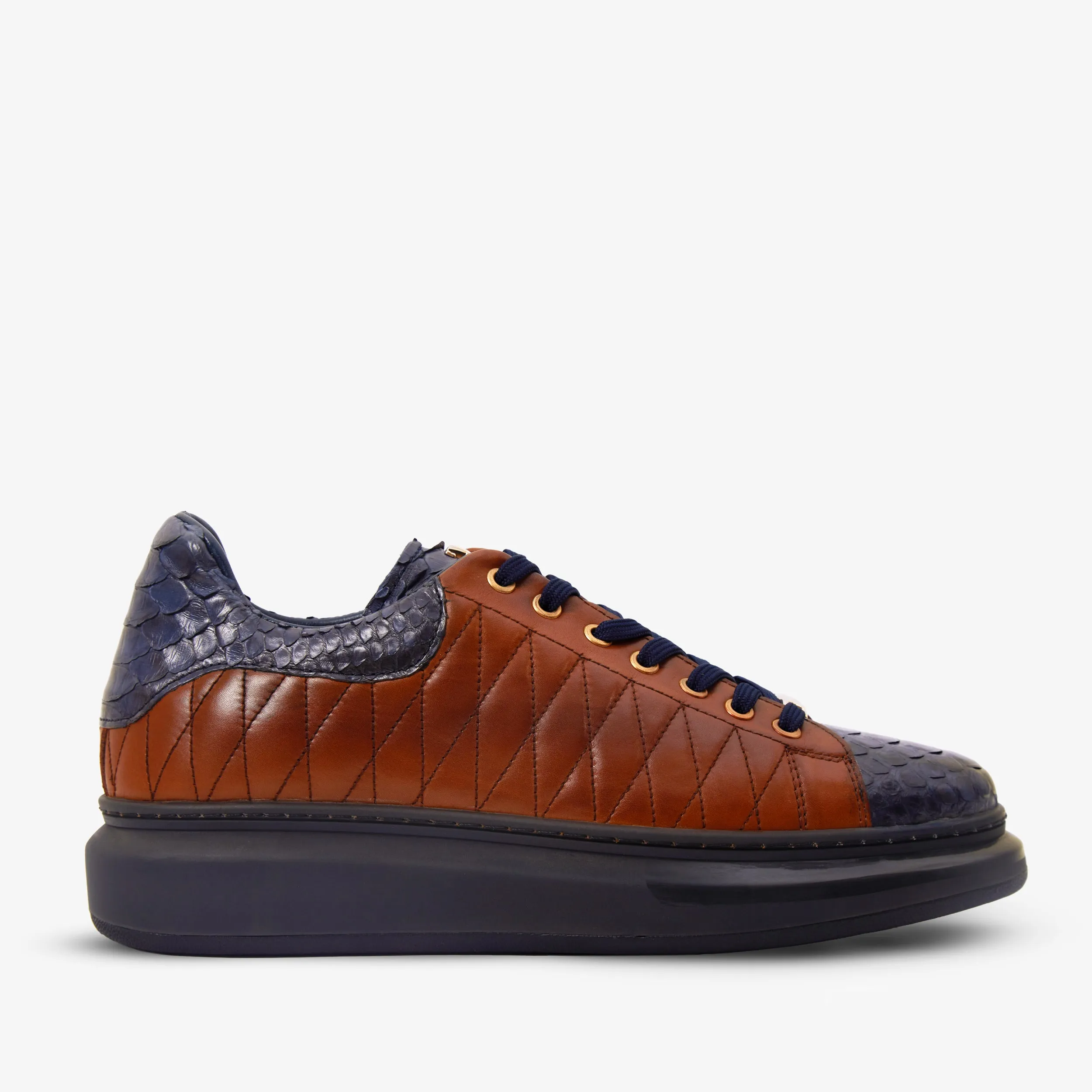 The Adler Pyht  Snk Skin Tan & Navy Men Sneaker