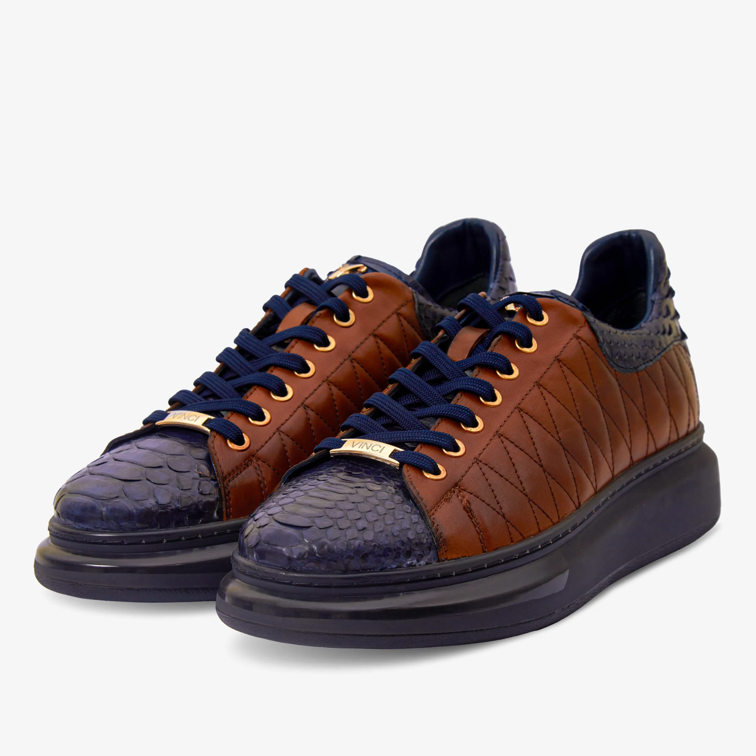 The Adler Pyht  Snk Skin Tan & Navy Men Sneaker