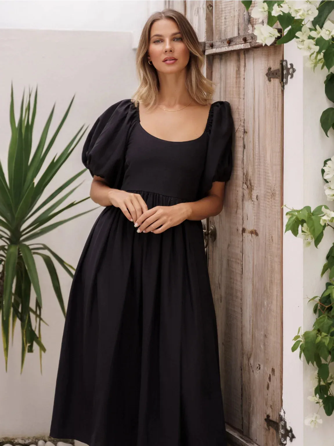 The Cherise Midi Dress by Bali Elf - Black - PLUS