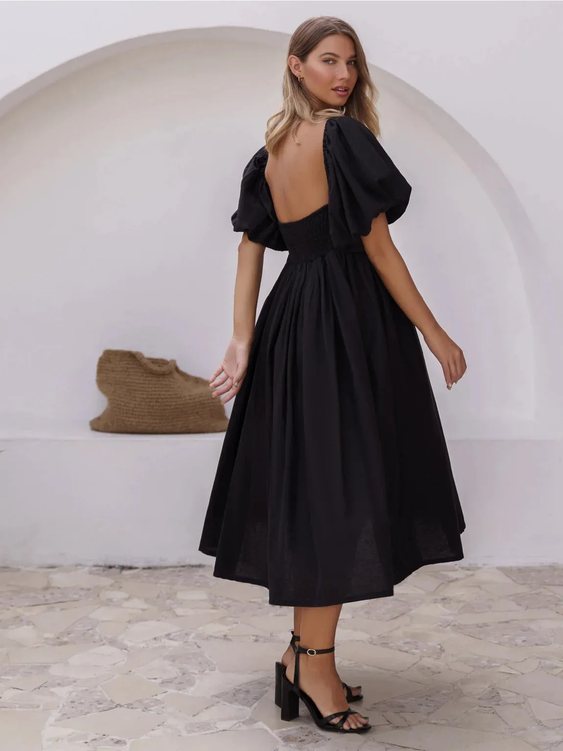 The Cherise Midi Dress by Bali Elf - Black - PLUS