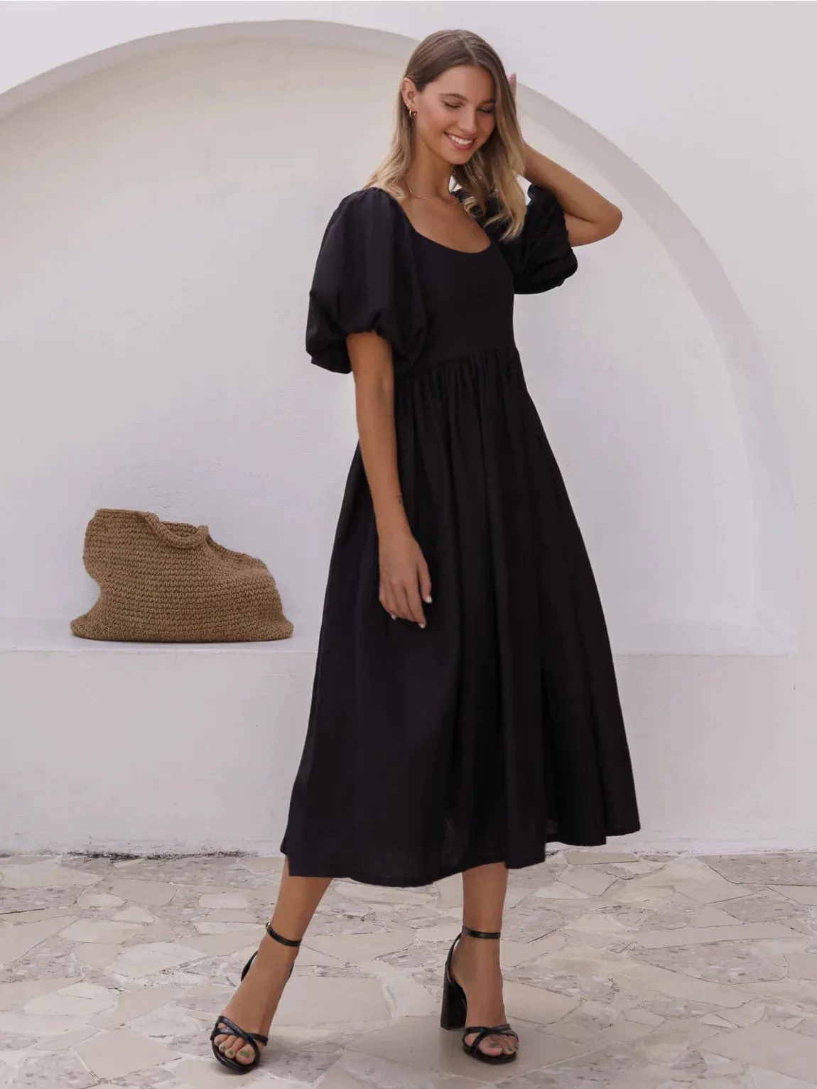 The Cherise Midi Dress by Bali Elf - Black - PLUS