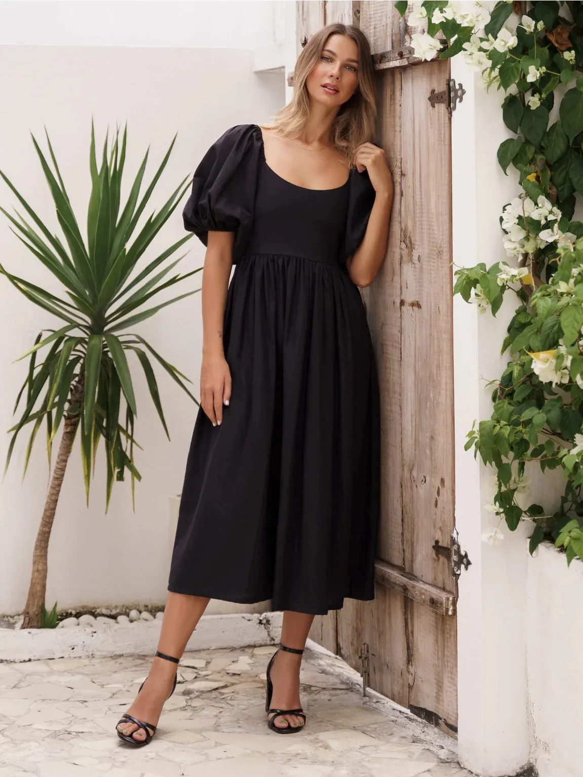 The Cherise Midi Dress by Bali Elf - Black - PLUS