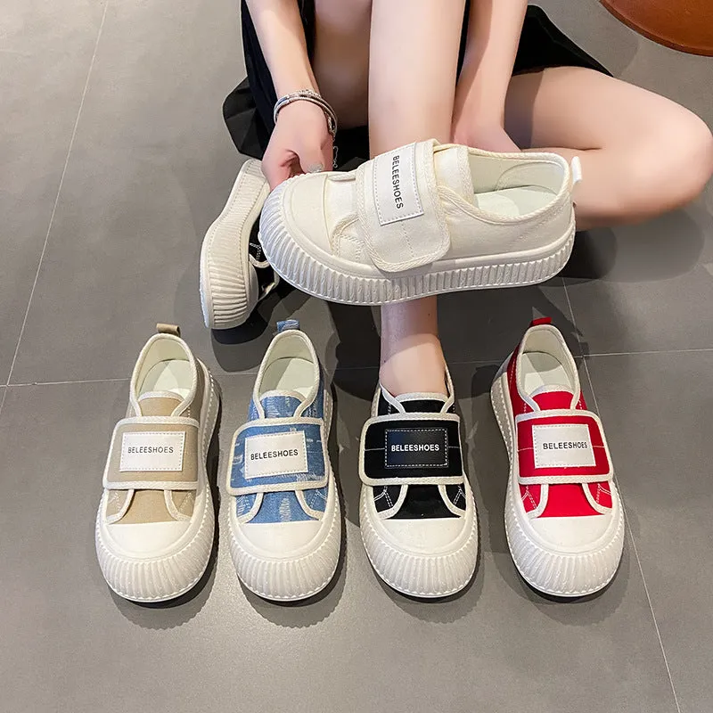 Trendy Spring Platform White Big Head Canvas Shoes