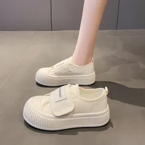 Trendy Spring Platform White Big Head Canvas Shoes