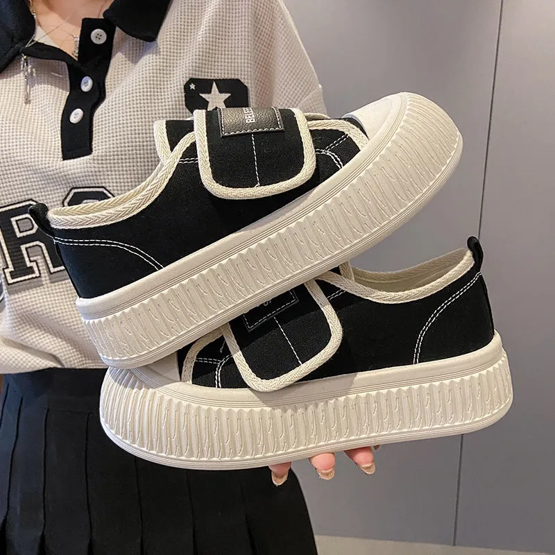 Trendy Spring Platform White Big Head Canvas Shoes