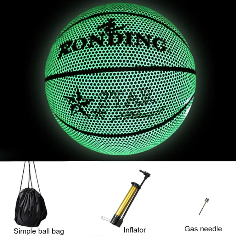 U-9110 3 in 1 No.7 Full-luminous PU Leather Basketball   Inflator   Ball Bag Set for Adults