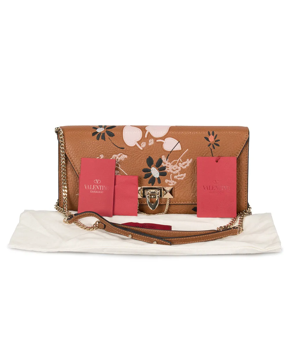 Valentino Demilune Clutch Purse in Brown