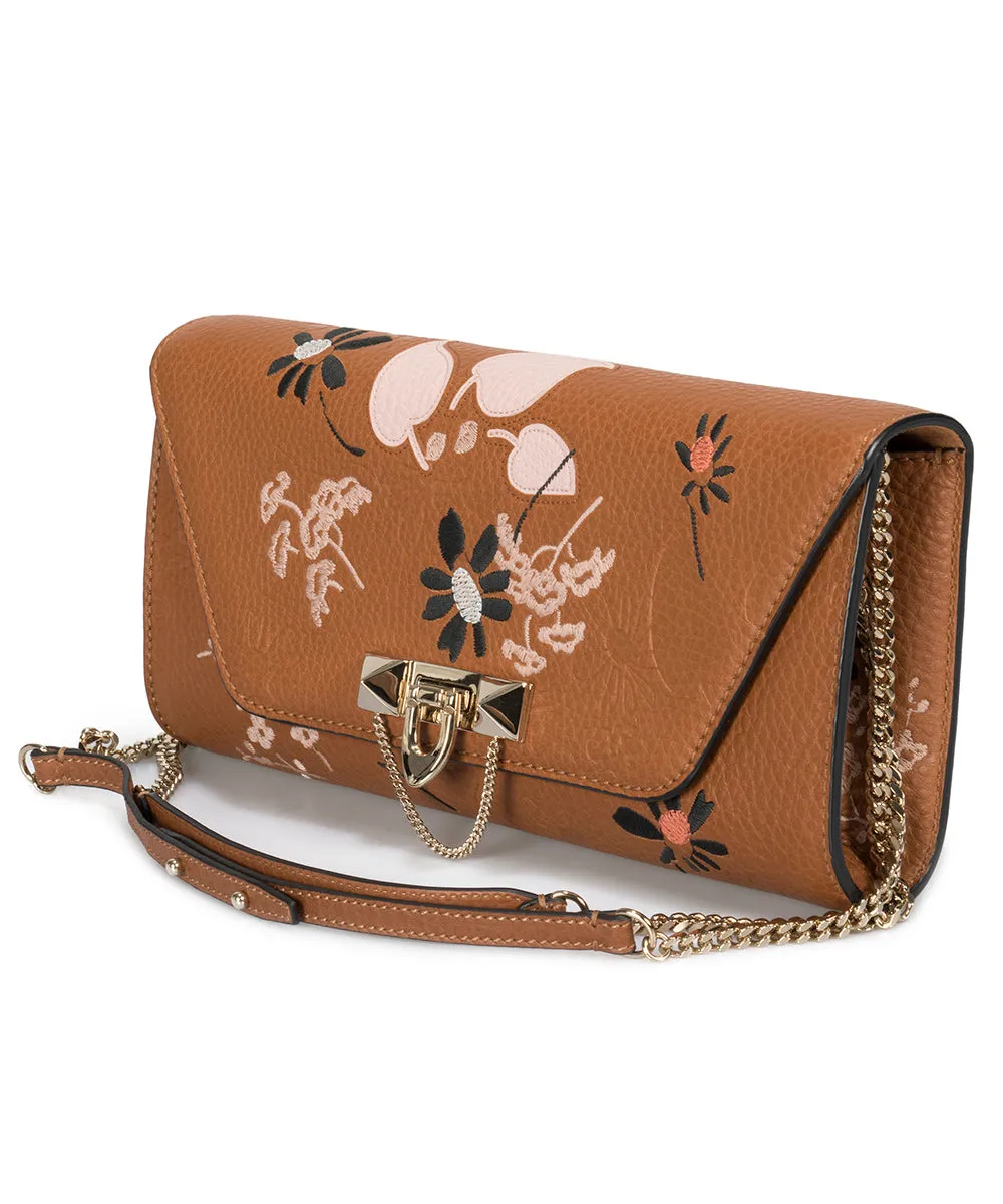 Valentino Demilune Clutch Purse in Brown