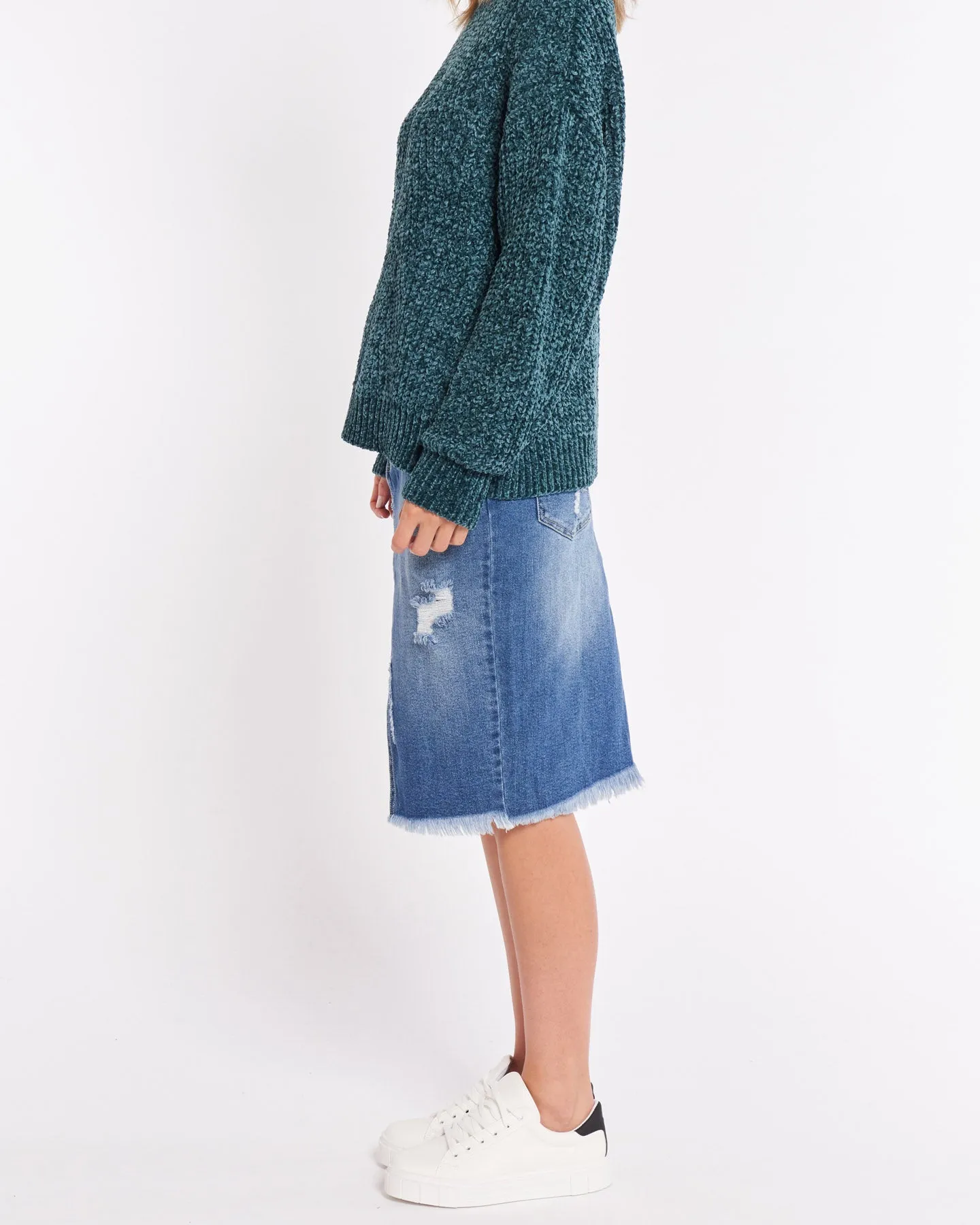 VANESSA DENIM SKIRT - Worn Wash