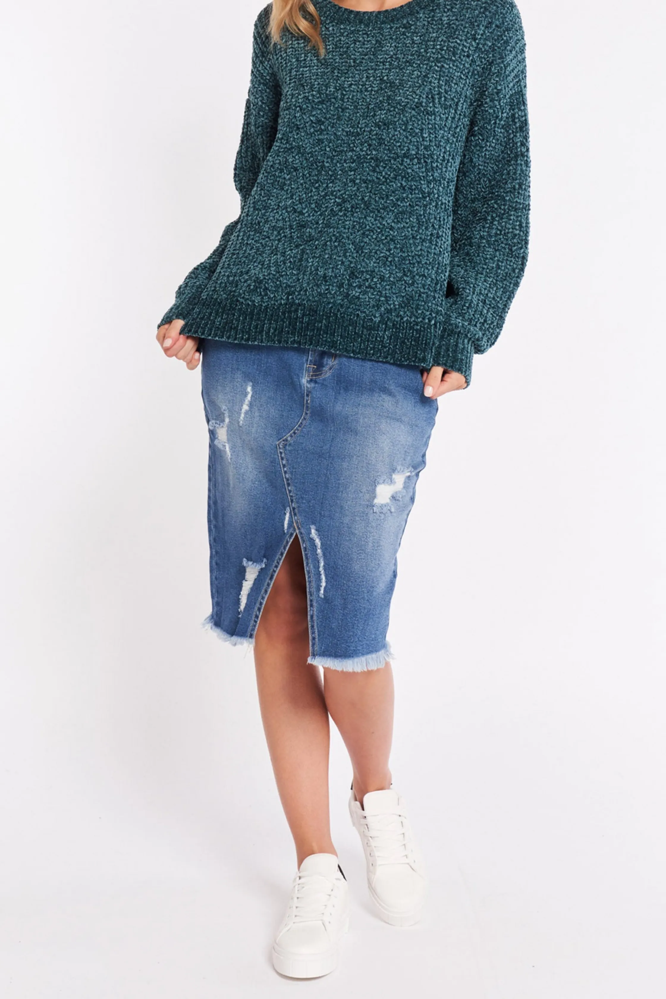 VANESSA DENIM SKIRT - Worn Wash