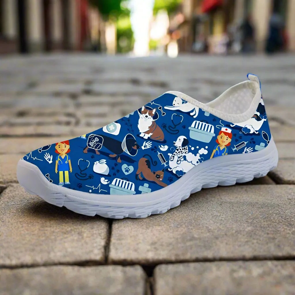 Veterinary Surgeon Blue Sneakers Flats Vet Print Unisex Loafers Women Men Walking Shoes Slip On Flats Mesh Casual Shoes Female Sneakers