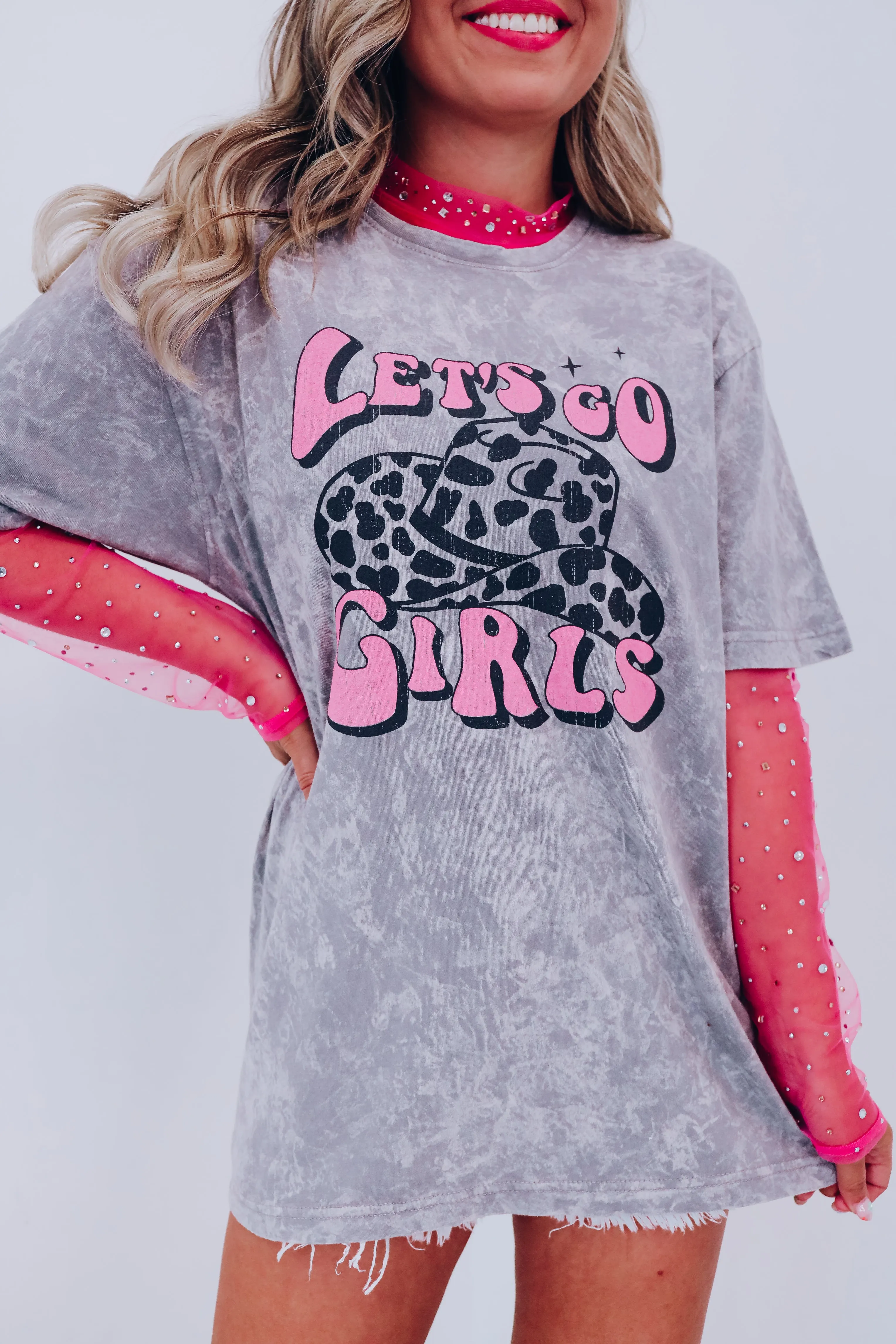 Vintage "Lets Go Girls" Graphic Tee - Grey