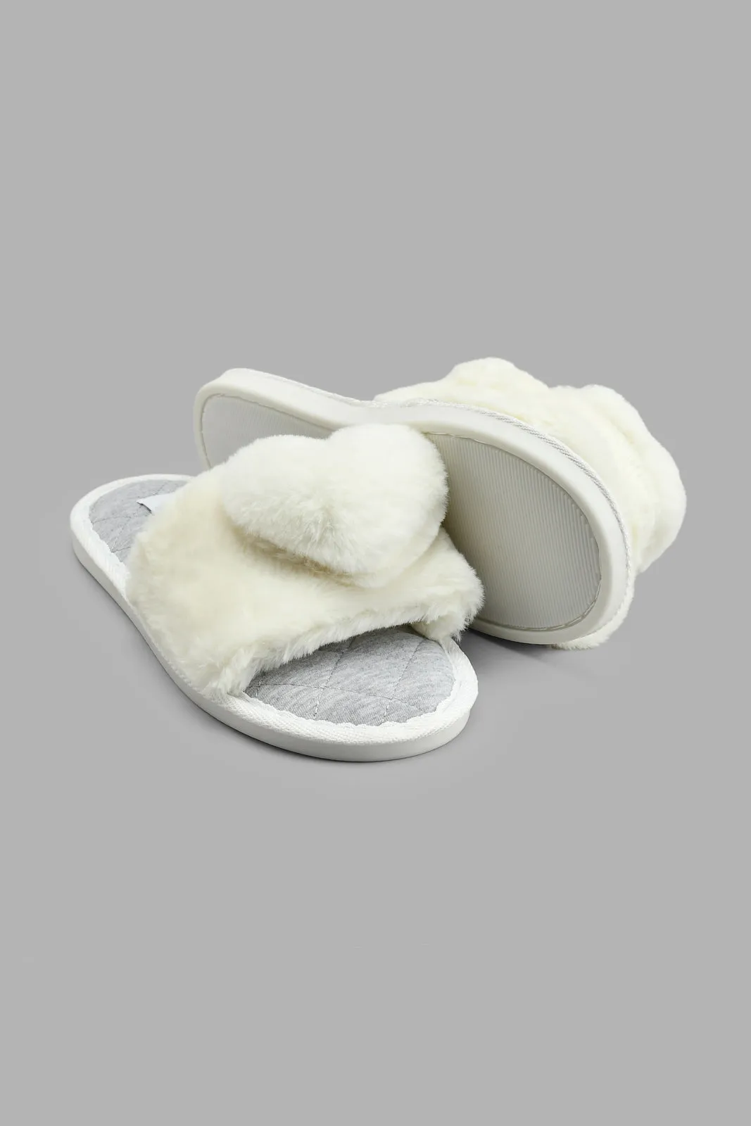 White Heart Trim Slipper