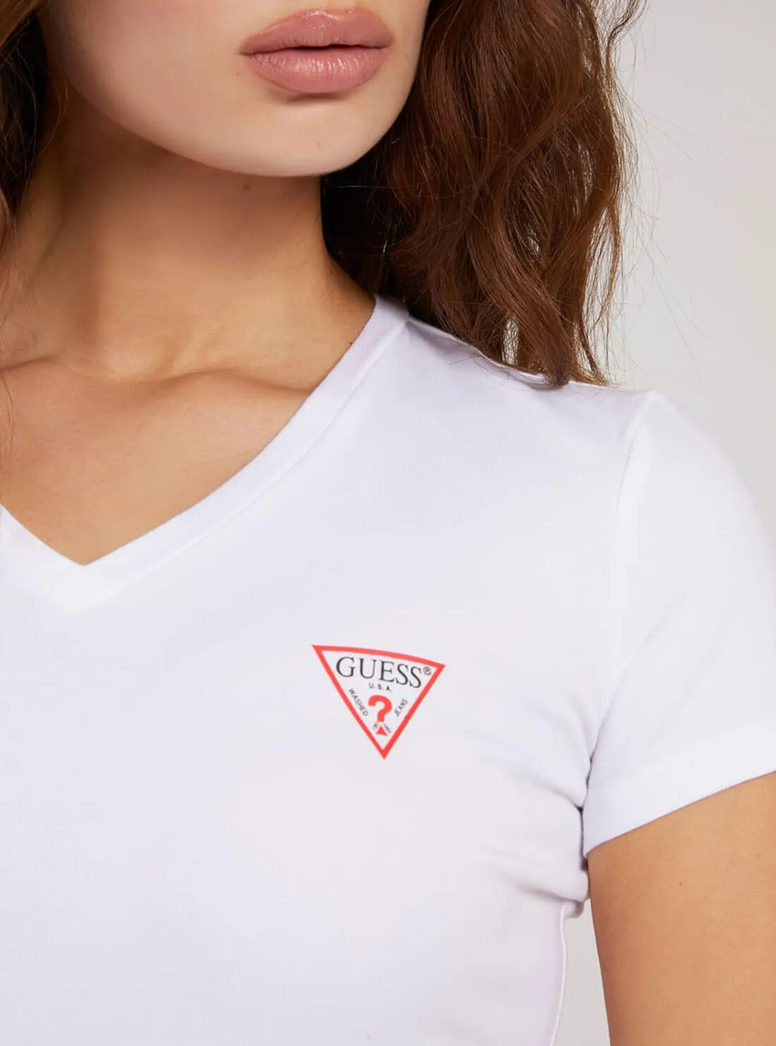 White V-Neck Logo T-Shirt