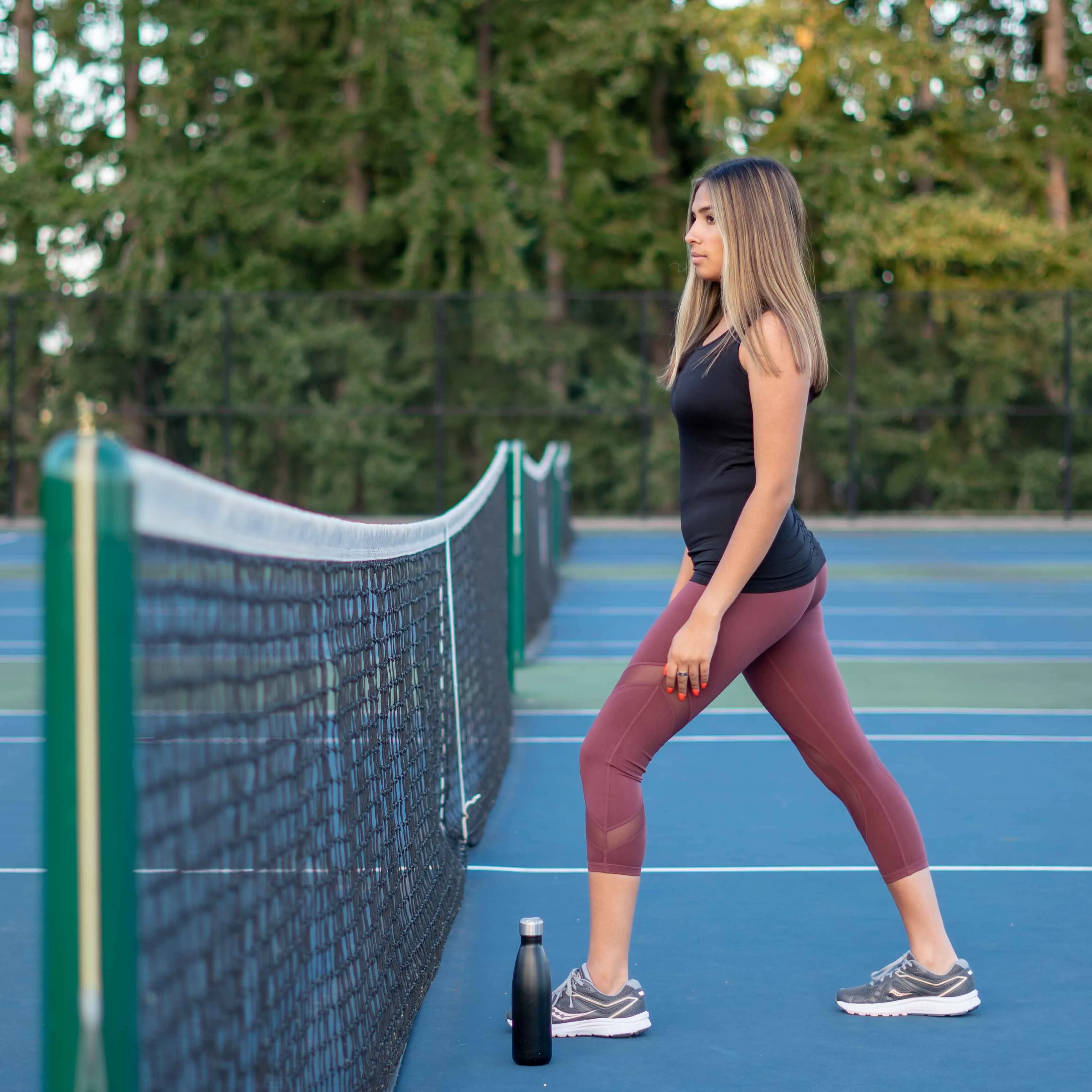 Wine Color Circular Mesh Accent Capri Bottoms