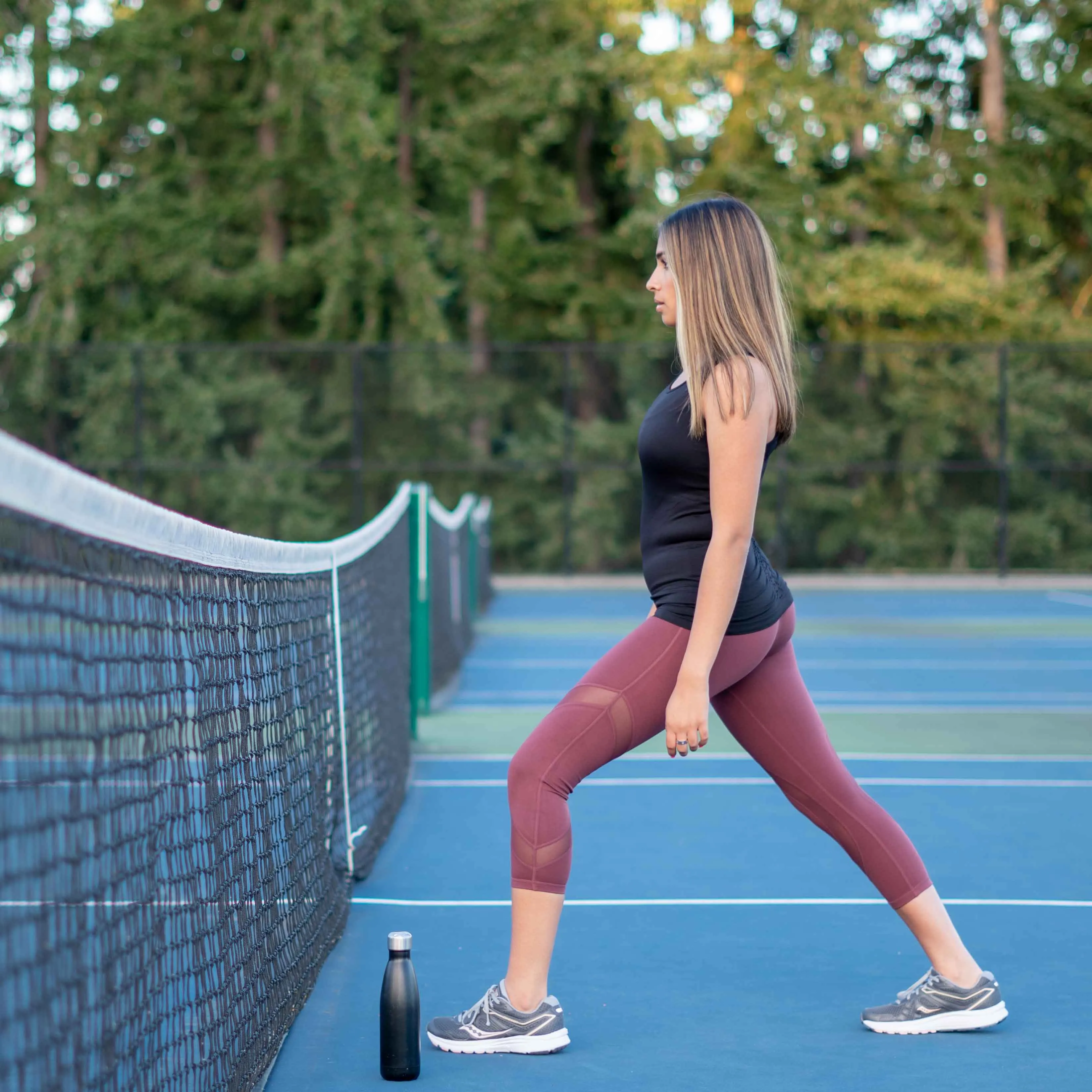 Wine Color Circular Mesh Accent Capri Bottoms