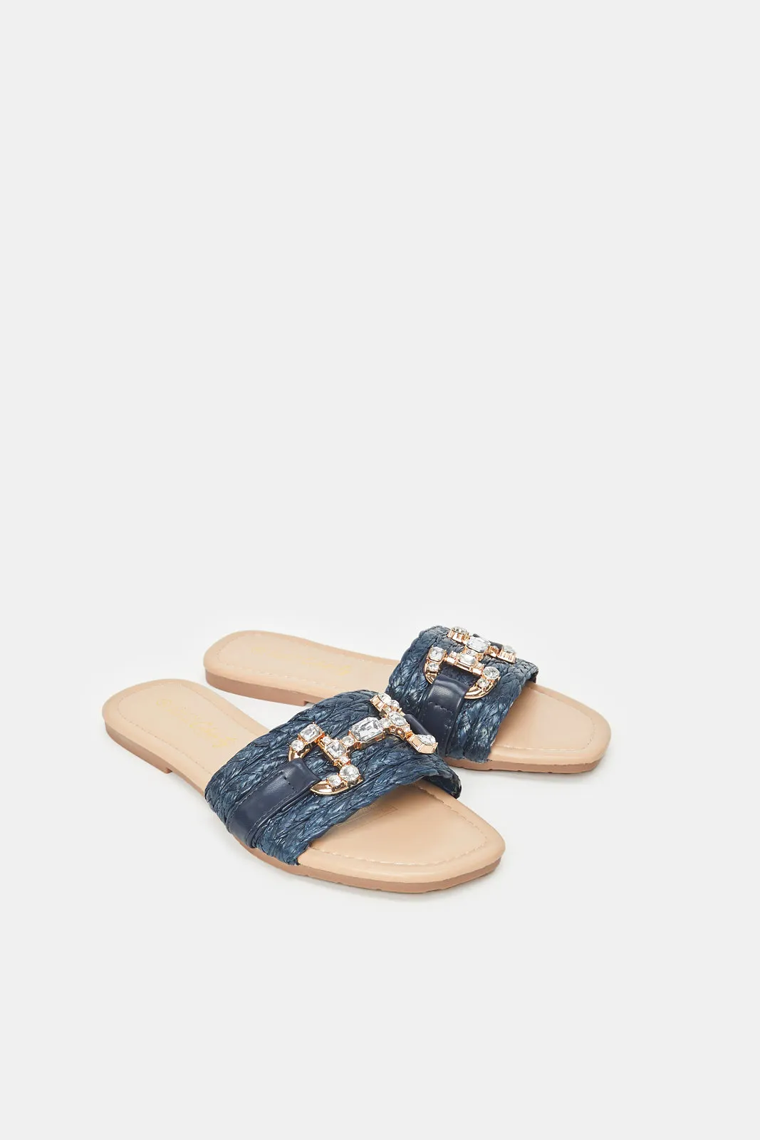 Women Blue Mule With Embellishment