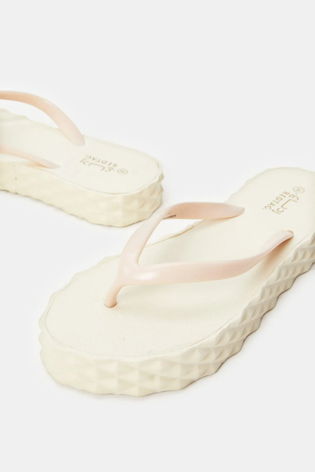 Women Ivory Textured Flip Flop