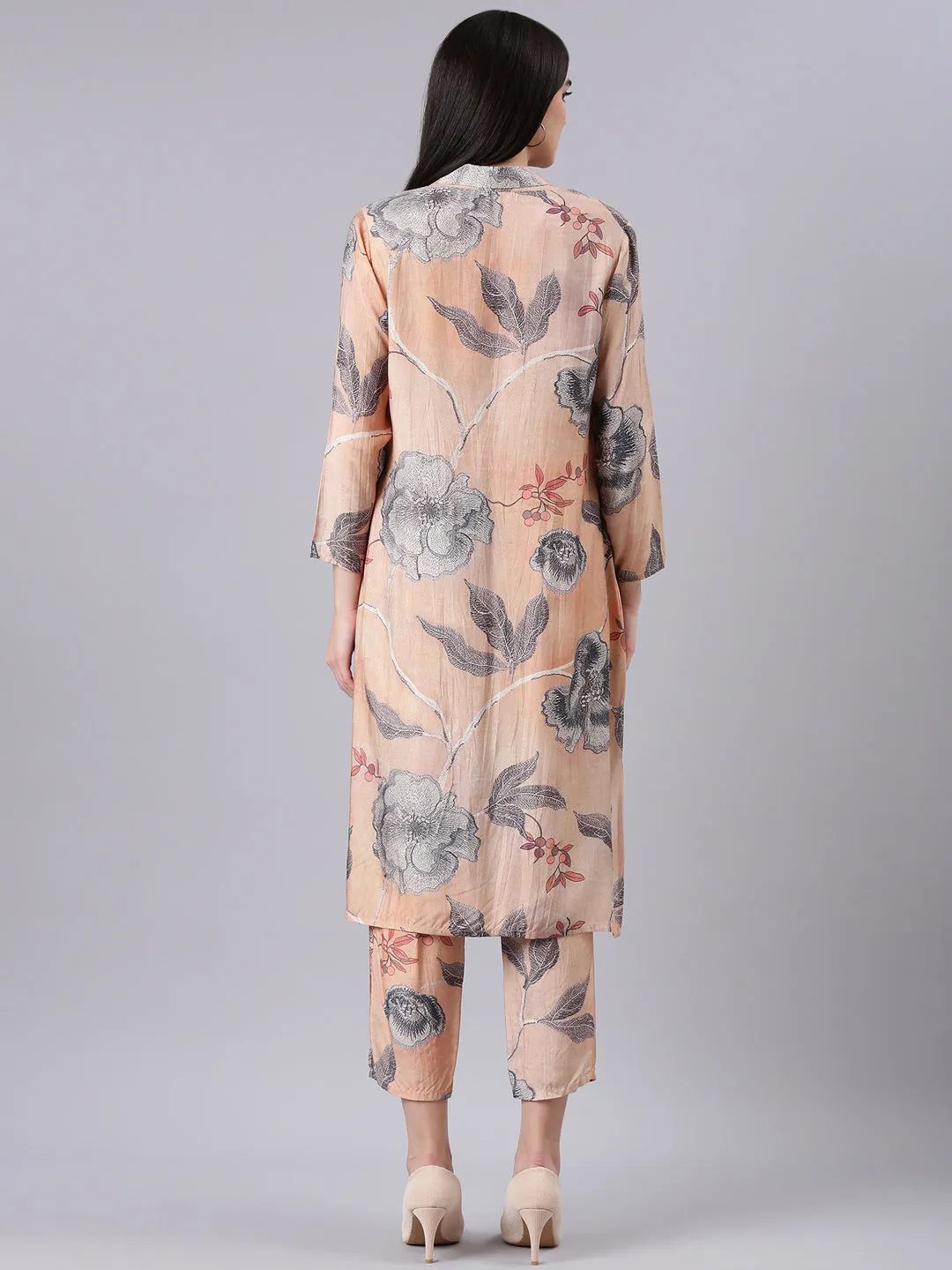 Women Peach Printed Co-Ords