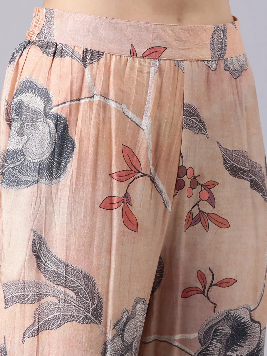 Women Peach Printed Co-Ords