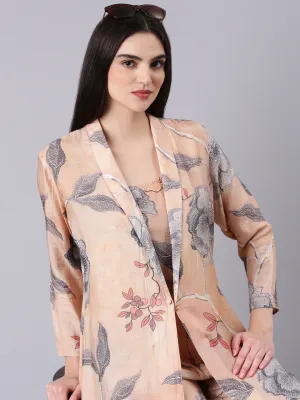 Women Peach Printed Co-Ords