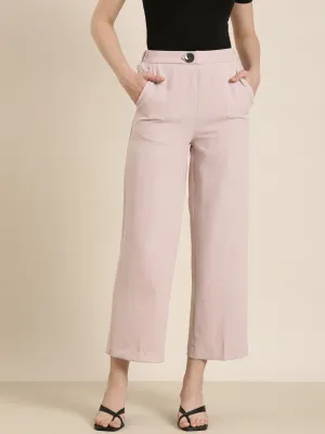 Women Pink Striped Parallel Trouser