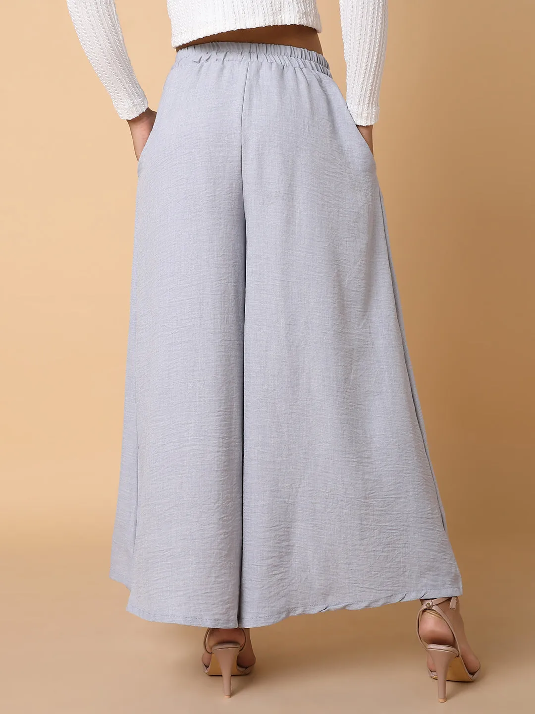 Women Solid Grey Loose Fit Trouser